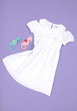 Kız Çocuk Beyaz Kolsuz Dokuma Elbise - 50282955007