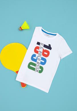 Erkek Çocuk Beyaz Bisiklet Yaka Tişört - 50288053009