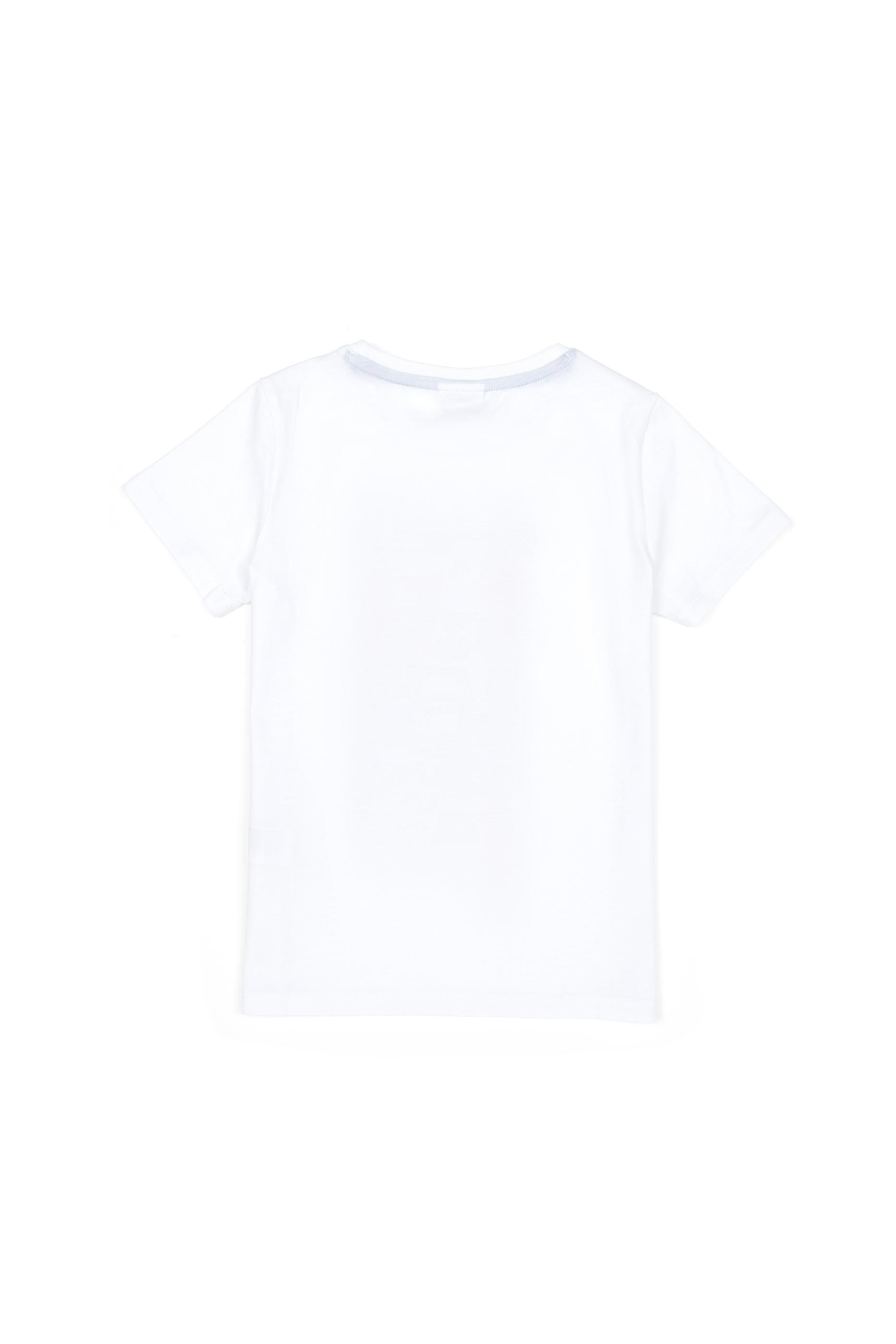 Erkek Çocuk Beyaz Bisiklet Yaka Tişört