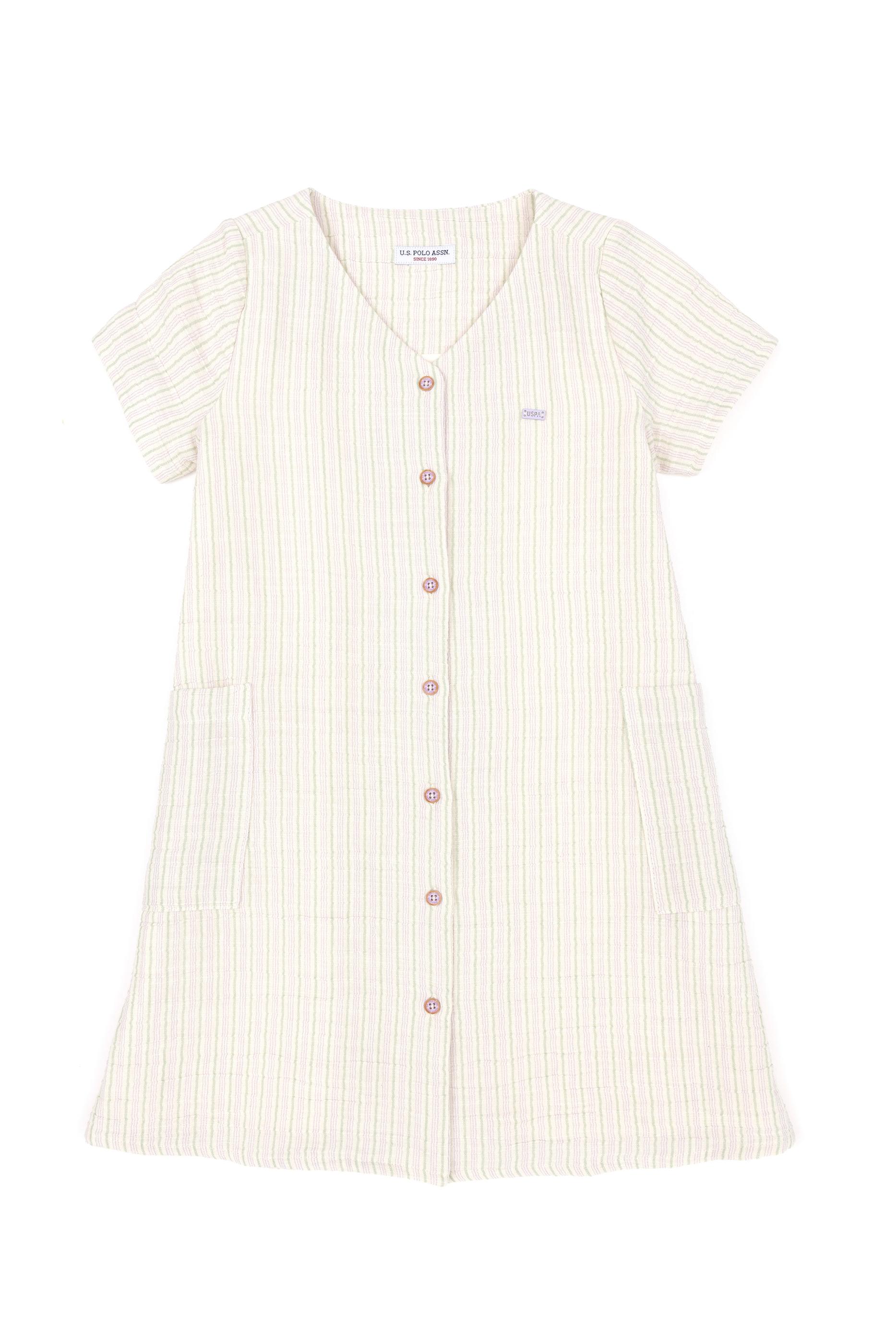 Kız Çocuk Krem Dokuma Elbise