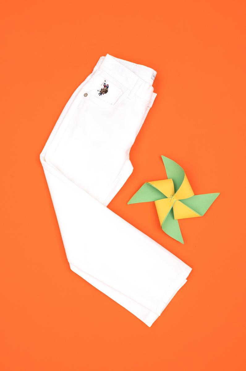 Erkek Çocuk Beyaz Kanvas Pantolon