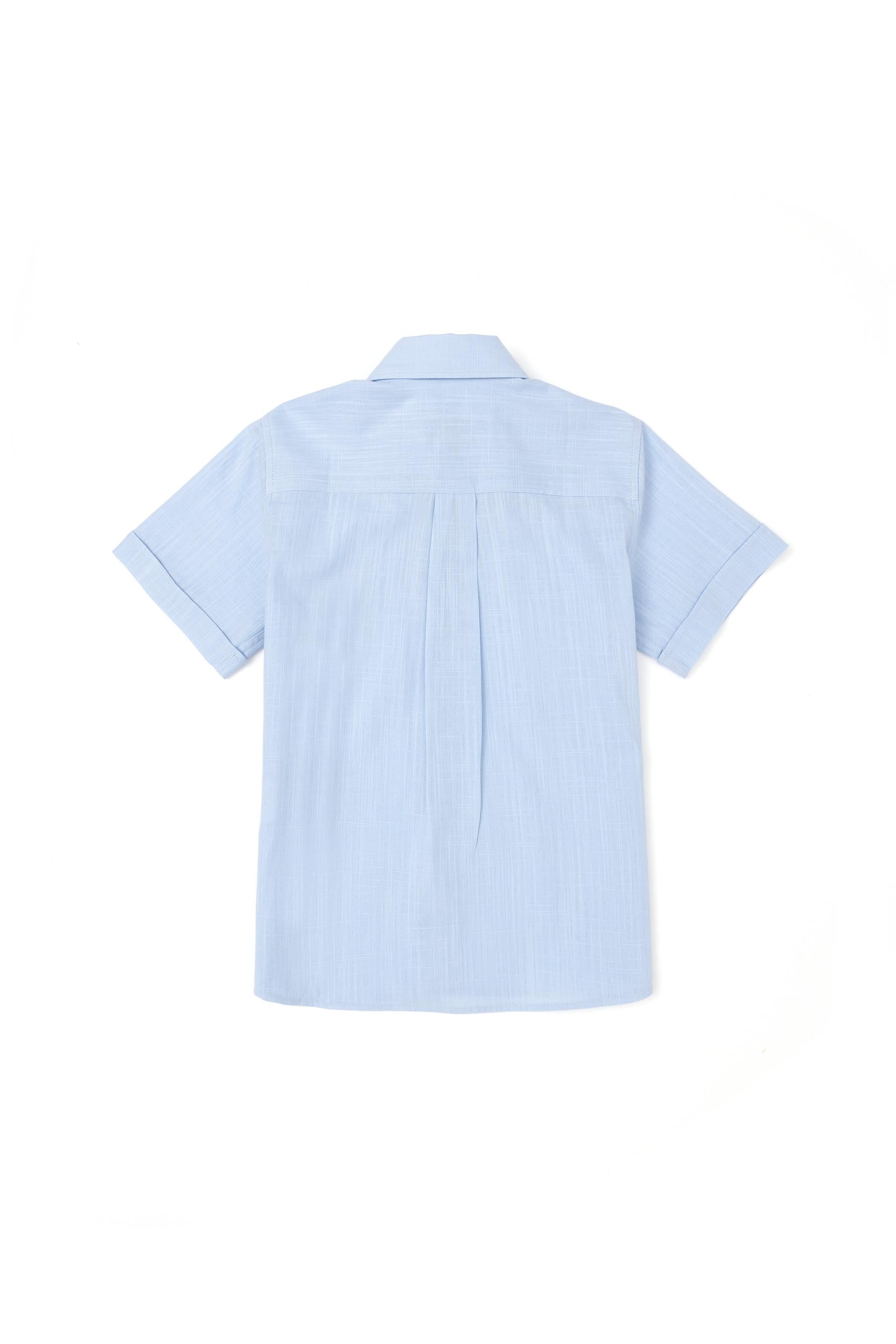 Erkek Çocuk Basic Açık Mavi Kısa Kollu Gömlek