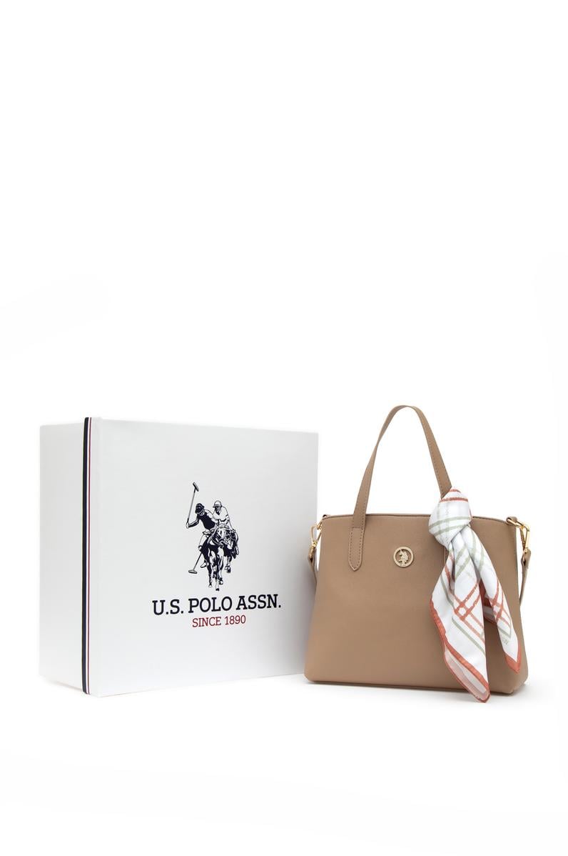 Kadın Kutulu Fularlı Hediyelik Vizon Kol Çantası