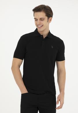 Erkek Slim Fit Polo Yaka Siyah Basic Tişört - 50279573001