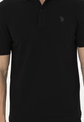 Erkek Slim Fit Polo Yaka Siyah Basic Tişört - 50279573001