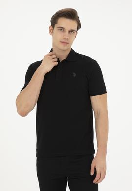 Erkek Slim Fit Polo Yaka Siyah Basic Tişört - 50279573001