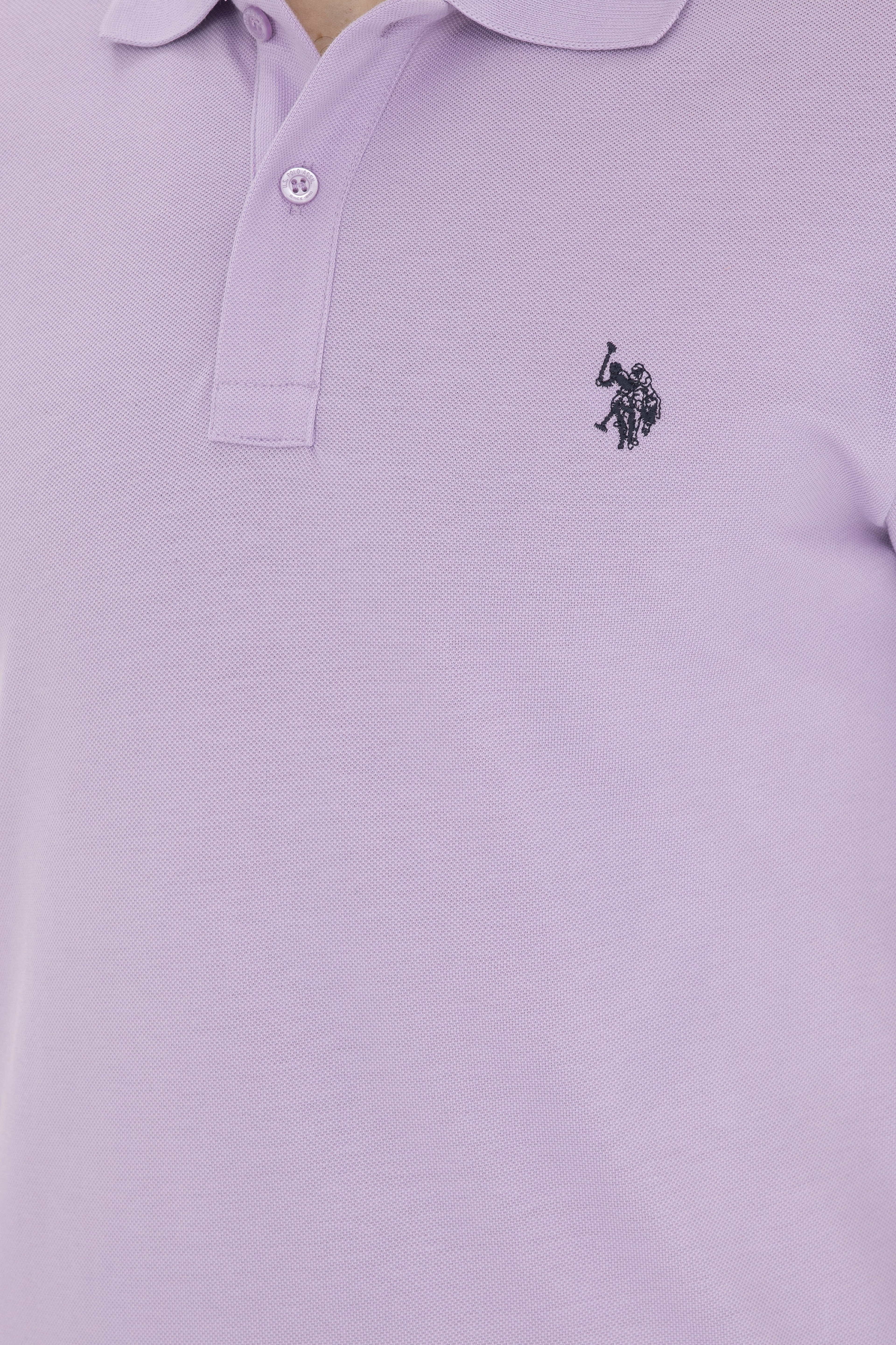 Erkek Slim Fit Polo Yaka Lila Basic Tişört