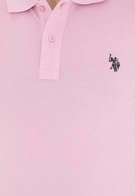 Erkek Slim Fit Polo Yaka Pembe Basic Tişört - 50279573181