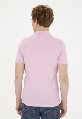 Erkek Slim Fit Polo Yaka Pembe Basic Tişört - 50279573181