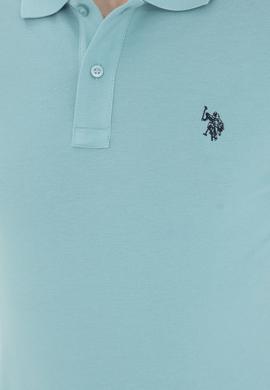 Erkek Slim Fit Polo Yaka Mint Basic Tişört - 50279573281