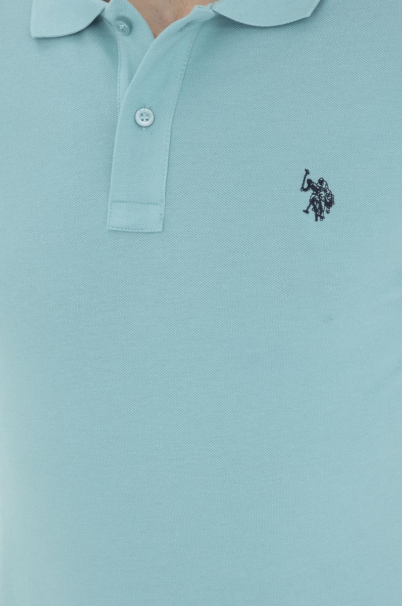 Erkek Slim Fit Polo Yaka Mint Basic Tişört