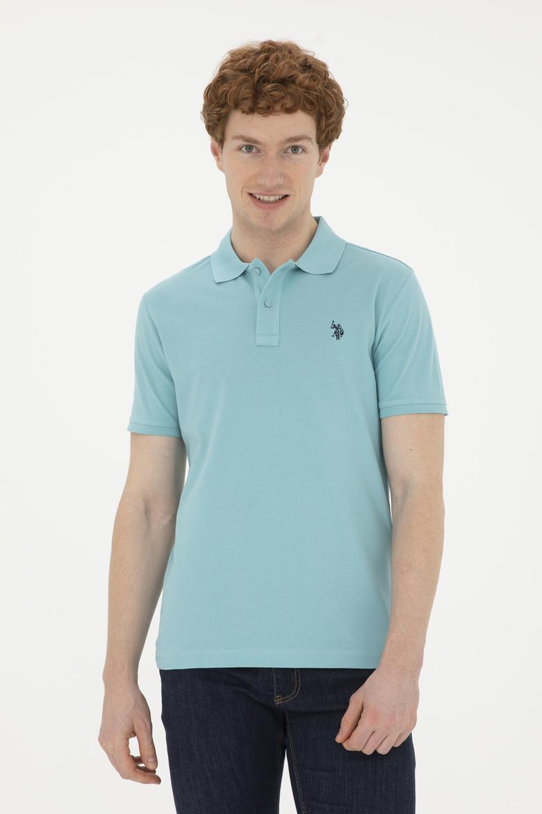 Erkek Slim Fit Polo Yaka Mint Basic Tişört