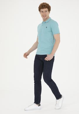 Erkek Slim Fit Polo Yaka Mint Basic Tişört - 50279573281
