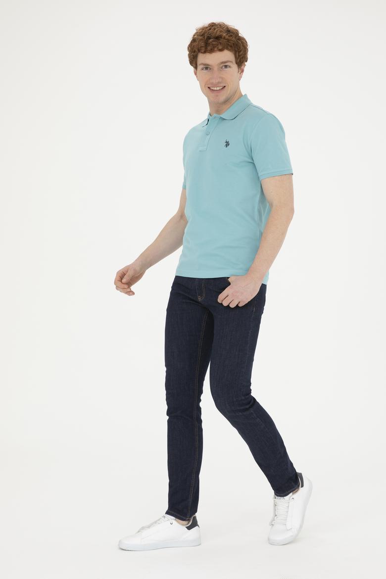 Erkek Slim Fit Polo Yaka Mint Basic Tişört - 50279573281