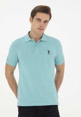 Erkek Slim Fit Polo Yaka Mint Basic Tişört - 50279613068