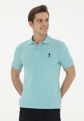 Erkek Slim Fit Polo Yaka Mint Basic Tişört - 50279613068