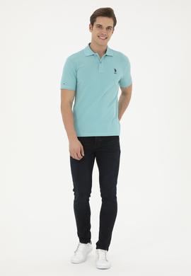 Erkek Slim Fit Polo Yaka Mint Basic Tişört - 50279613068