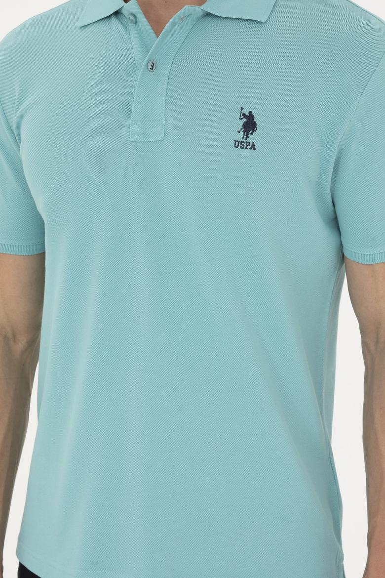 Erkek Slim Fit Polo Yaka Mint Basic Tişört - 50279613068