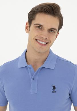 Erkek Slim Fit Polo Yaka Koyu Mavi Basic Tişört - 50279613108