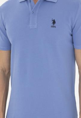 Erkek Slim Fit Polo Yaka Koyu Mavi Basic Tişört - 50279613108
