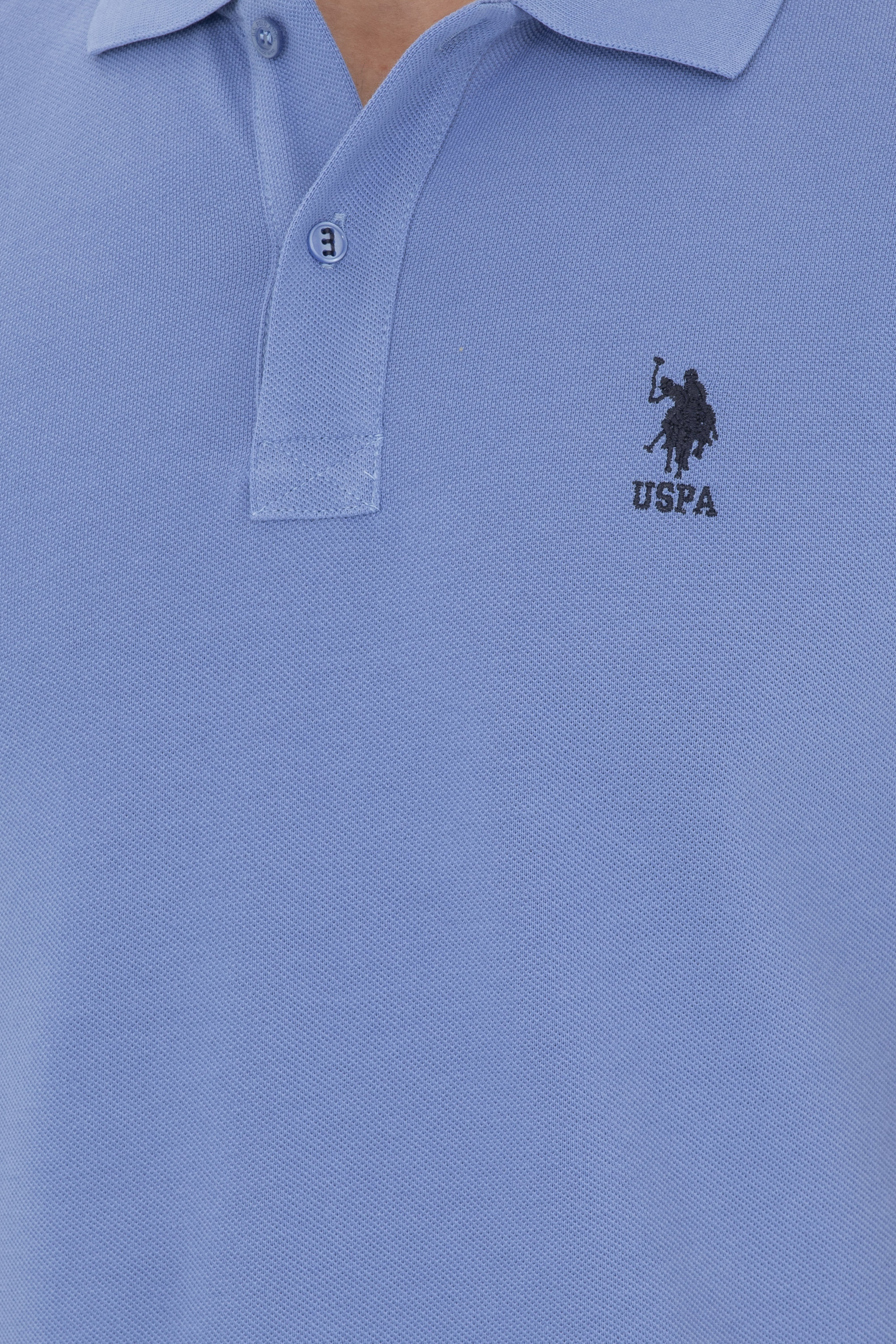 Erkek Slim Fit Polo Yaka Koyu Mavi Basic Tişört