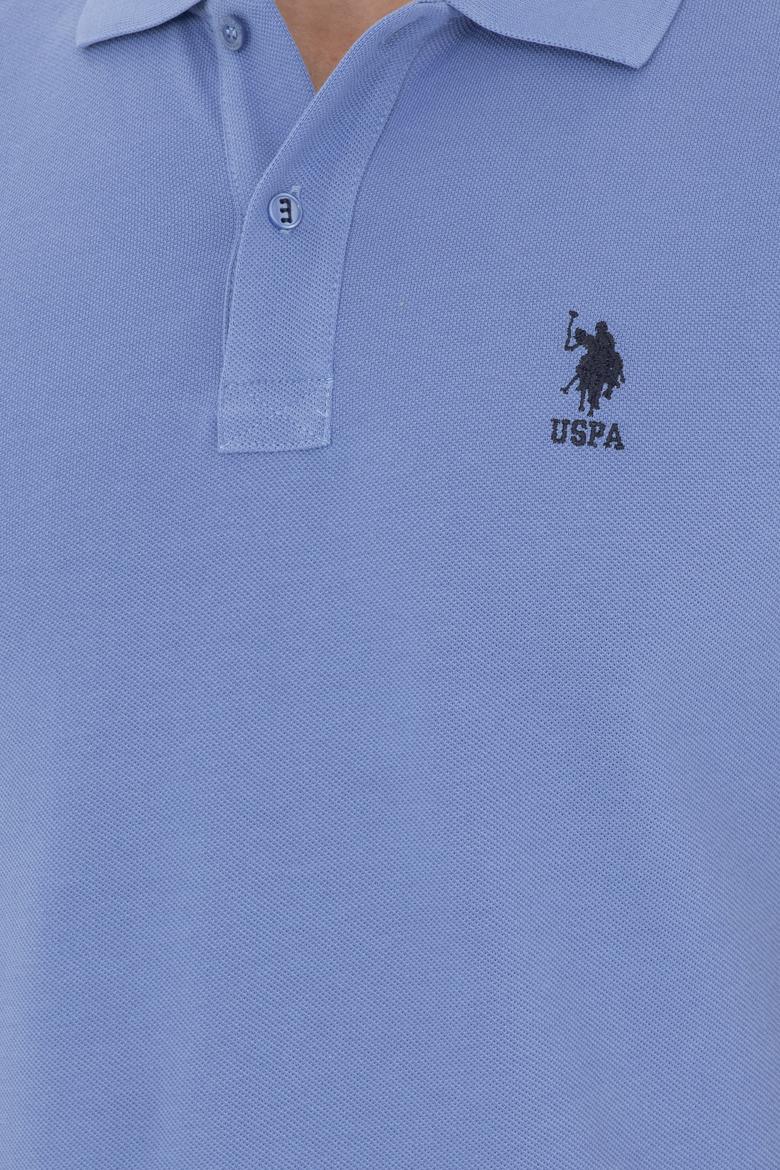 Erkek Slim Fit Polo Yaka Koyu Mavi Basic Tişört - 50279613108