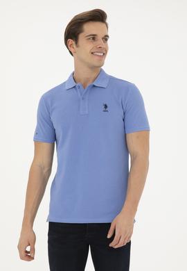 Erkek Slim Fit Polo Yaka Koyu Mavi Basic Tişört - 50279613108