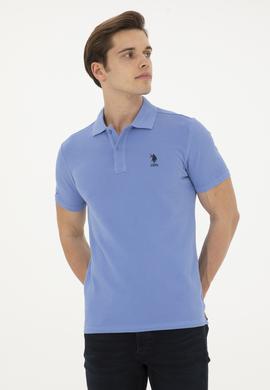 Erkek Slim Fit Polo Yaka Koyu Mavi Basic Tişört - 50279613108