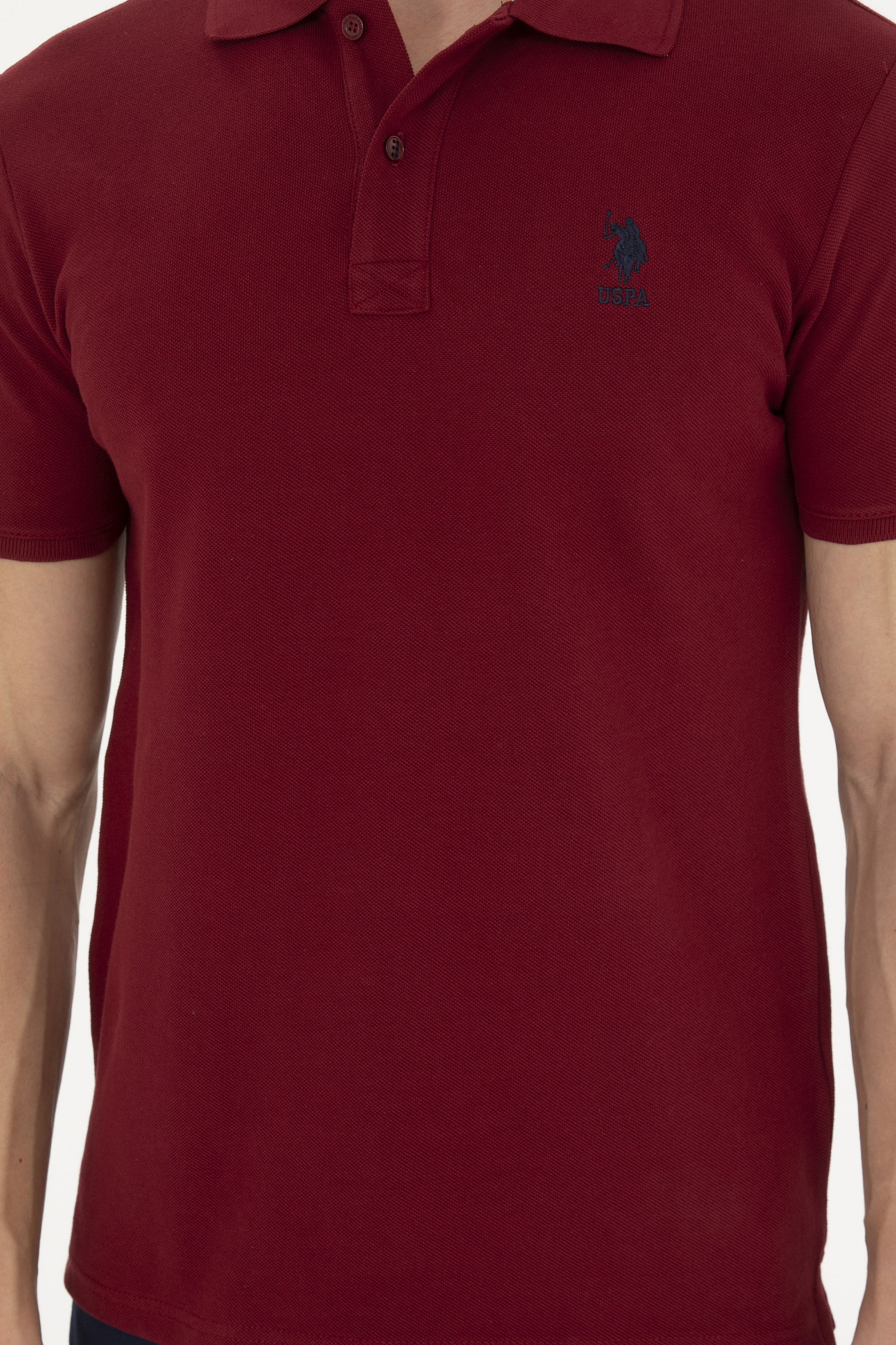 Erkek Slim Fit Polo Yaka Bordo Basic Tişört - Image 6