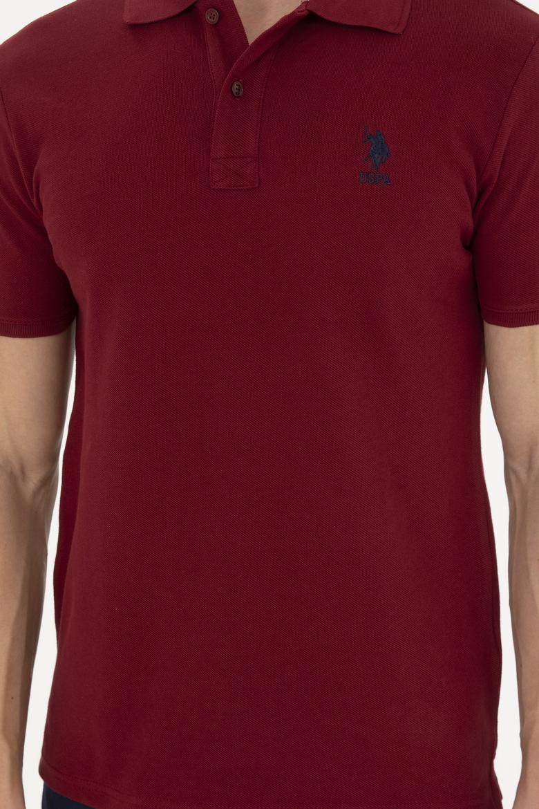 Erkek Slim Fit Polo Yaka Bordo Basic Tişört - 50279613118