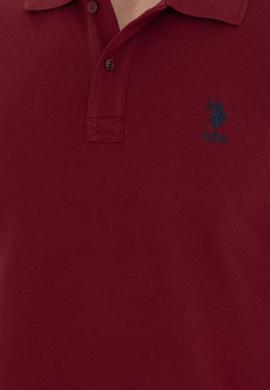 Erkek Slim Fit Polo Yaka Bordo Basic Tişört - 50279613118