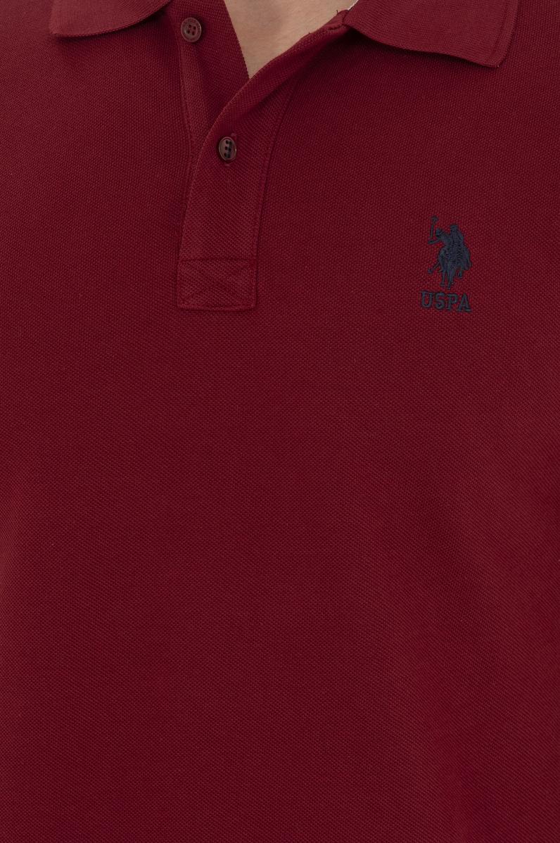 Erkek Slim Fit Polo Yaka Bordo Basic Tişört