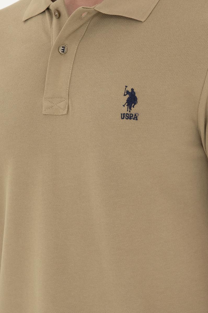 Erkek Slim Fit Polo Yaka Haki Basic Tişört