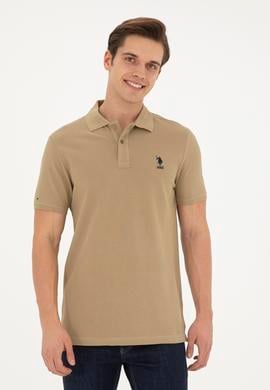 Erkek Slim Fit Polo Yaka Haki Basic Tişört - 50279613287