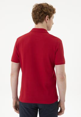 Erkek Slim Fit Polo Yaka Kırmızı Basic Tişört - 50279613394