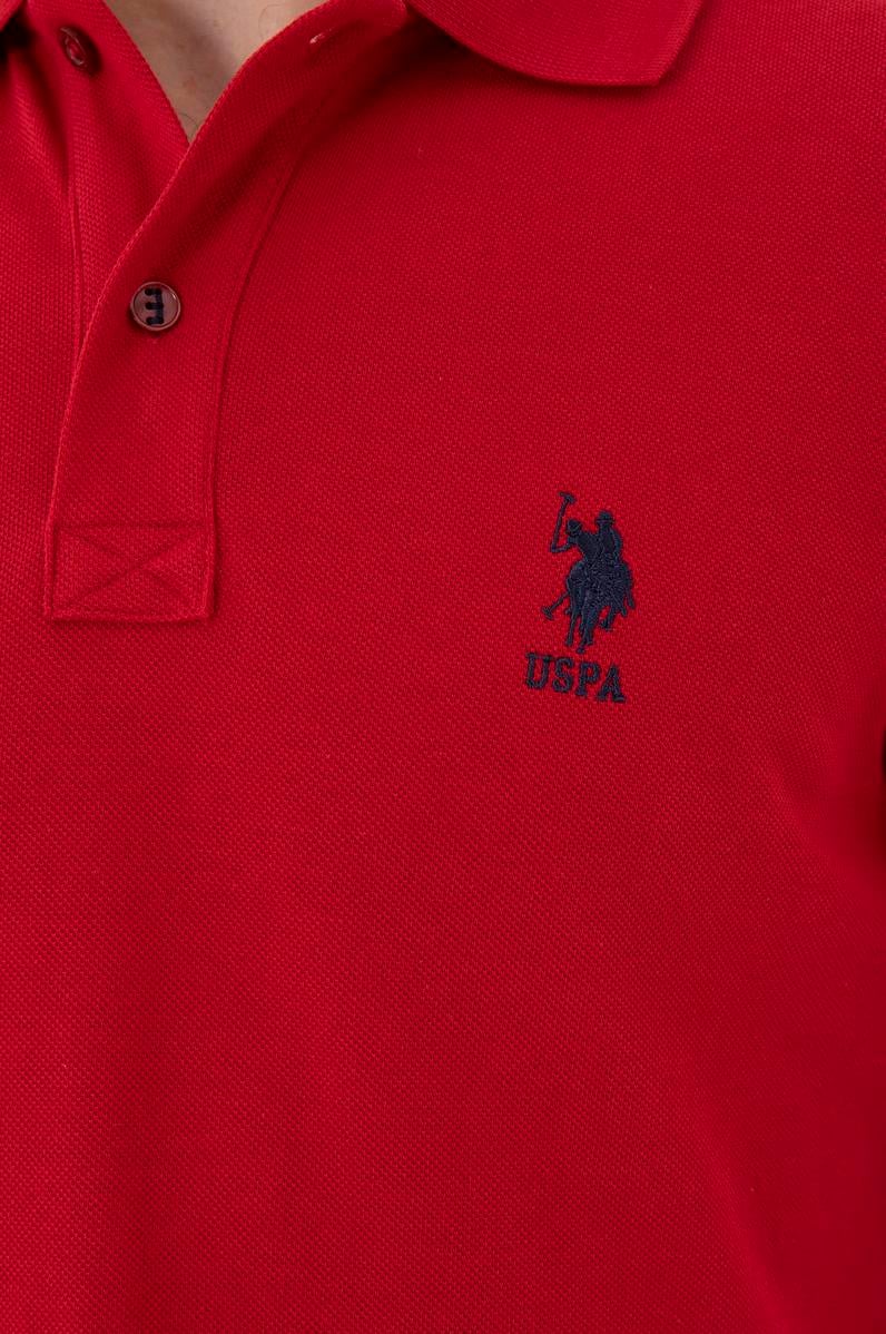 Erkek Slim Fit Polo Yaka Kırmızı Basic Tişört