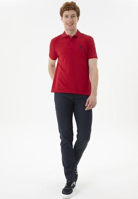 Erkek Slim Fit Polo Yaka Kırmızı Basic Tişört - 50279613394