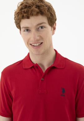 Erkek Slim Fit Polo Yaka Kırmızı Basic Tişört - 50279613394