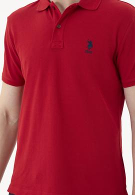 Erkek Slim Fit Polo Yaka Kırmızı Basic Tişört - 50279613394