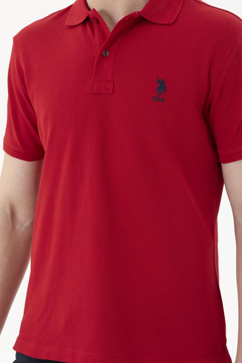 Erkek Slim Fit Polo Yaka Kırmızı Basic Tişört - 50279613394