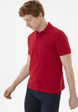 Erkek Slim Fit Polo Yaka Kırmızı Basic Tişört - 50279613394