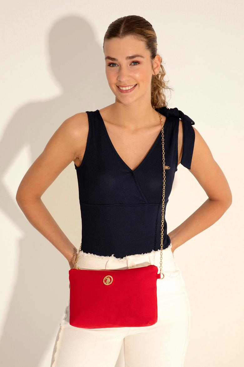 Kadın Kırmızı Çıkarılabilir Askılı Kanvas El Çantası