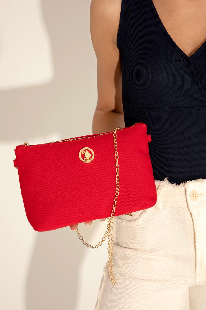 Kadın Kırmızı Çıkarılabilir Askılı Kanvas El Çantası