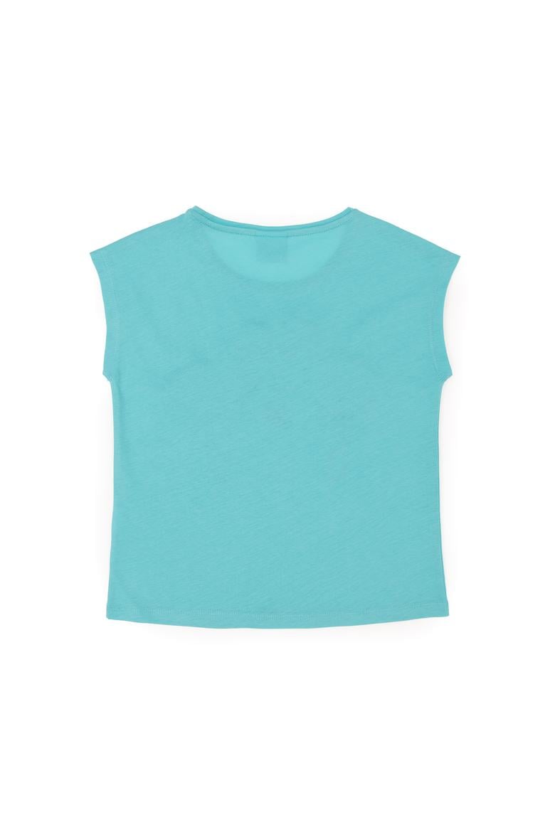 Kız Çocuk Mint Bisiklet Yaka Tişört - 50283271009