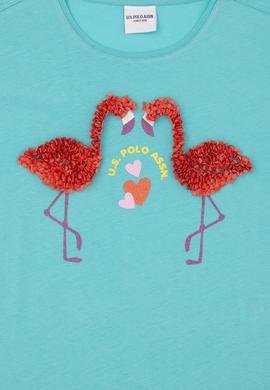 Kız Çocuk Mint Bisiklet Yaka Tişört - 50283271009