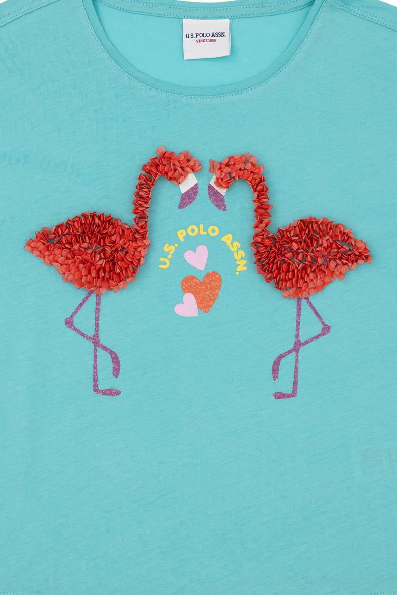 Kız Çocuk Mint Bisiklet Yaka Tişört - 50283271009