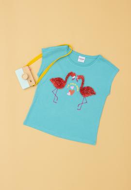 Kız Çocuk Mint Bisiklet Yaka Tişört - 50283271009