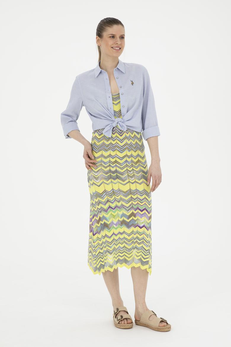 Kadın Fıstık Yeşili Bisiklet Yaka Triko Elbise - 50280458003