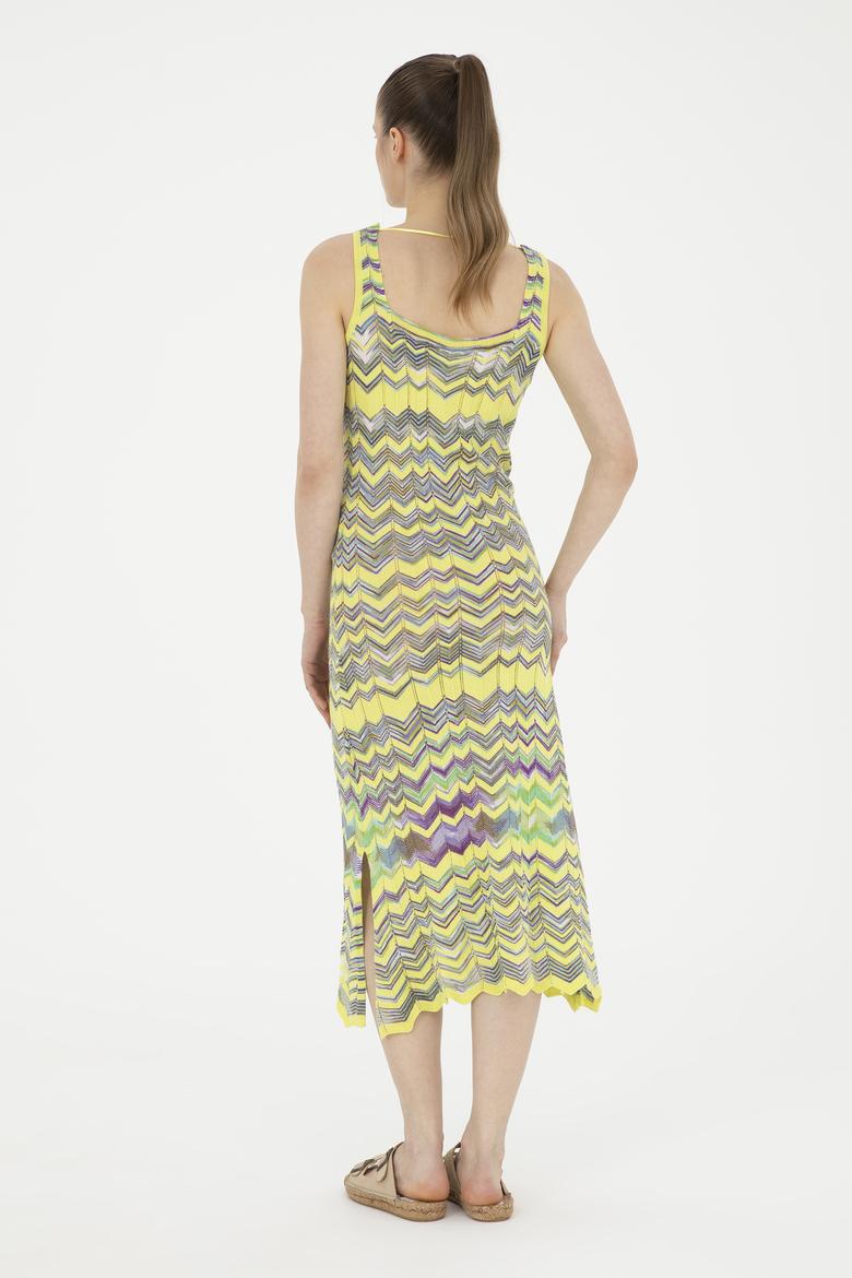 Kadın Fıstık Yeşili Bisiklet Yaka Triko Elbise - 50280458003