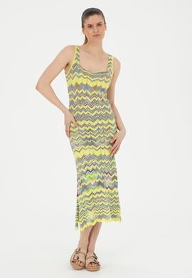 Kadın Fıstık Yeşili Bisiklet Yaka Triko Elbise - 50280458003